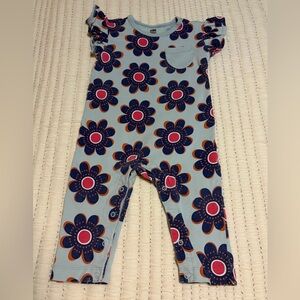 Tea Collection Girls Floral One Piece Romper Flutter Sleeves size 6-12 months